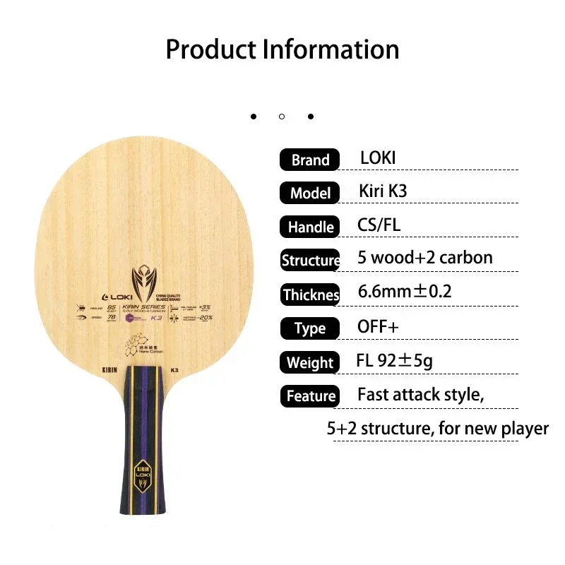 Original LOKI Kirin K3 Table T - Table Tennis Bat Butterfly recension och pris