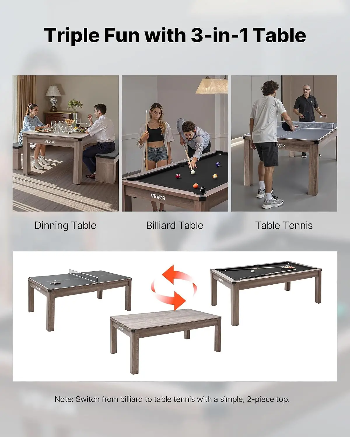7ft 3-in-1 Multi Game Table wi - Table Tennis Live recension och pris