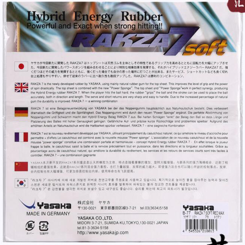 original yasaka RAKZA 7 soft ( - Table Tennis Edge recension och pris